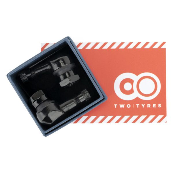 2 X Black 90 Degree Motorcycle Tyre Valves – 8.3mm Fit For Ducati & More (MD132)